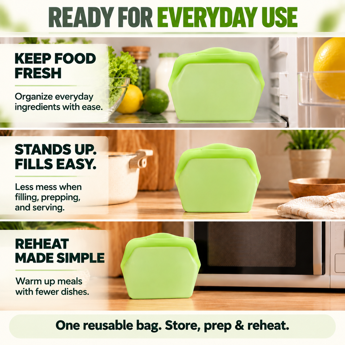 🥑 Save 30% on Reusable Silicone Food Storage Bags — Pack, Store & Reuse!